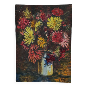 Huile sur carton par - fleurs