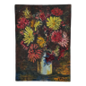 Huile sur carton par J.-P. Ducos nature morte 1960 bouquet de fleurs