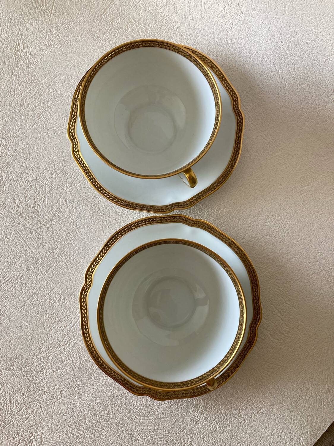 Déjeuner tête à tête porcelaine Limoges Lafarge doré à l’or fin