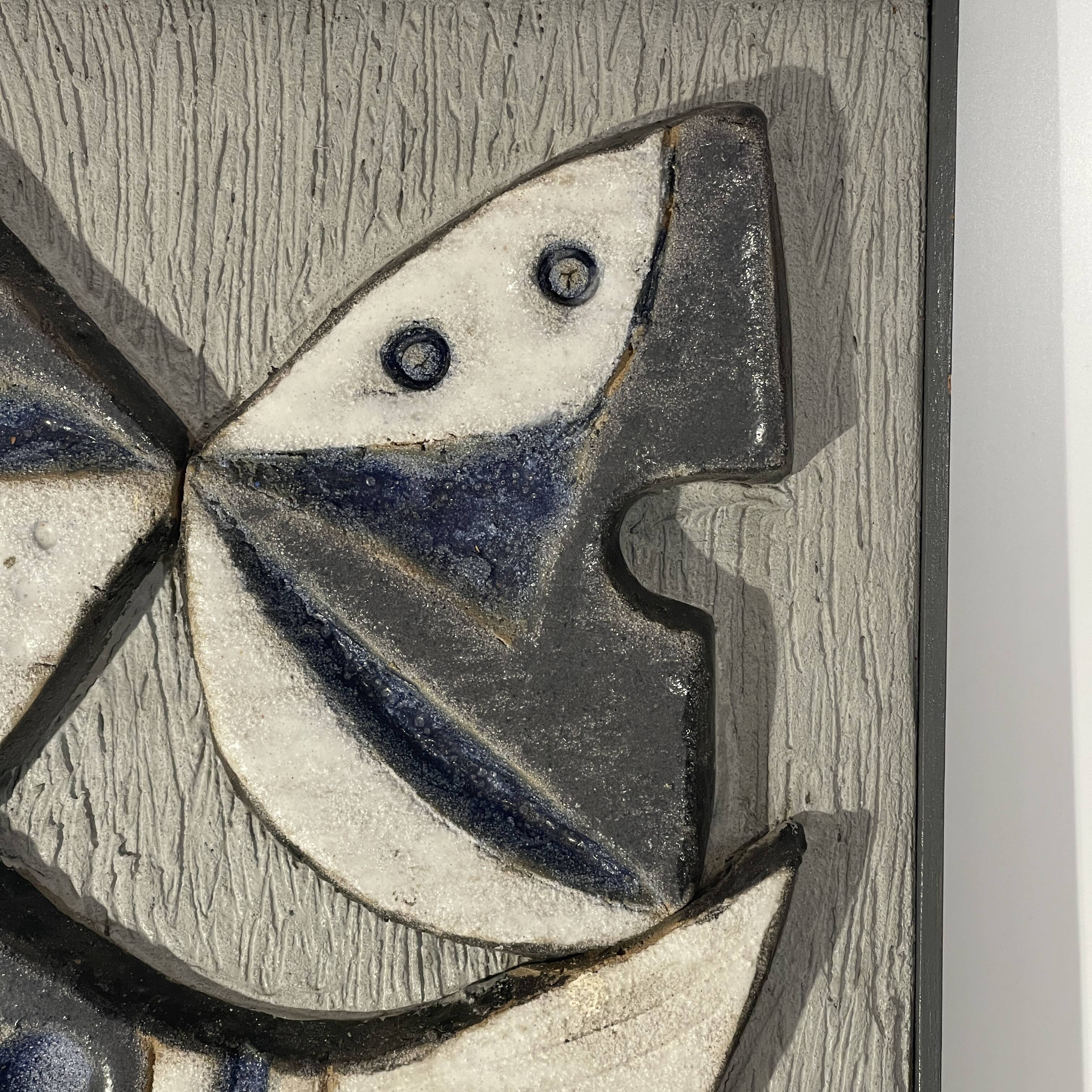 abstract sculpture / Frans Tuinstra / cubist ceramic bas-relief, 1972