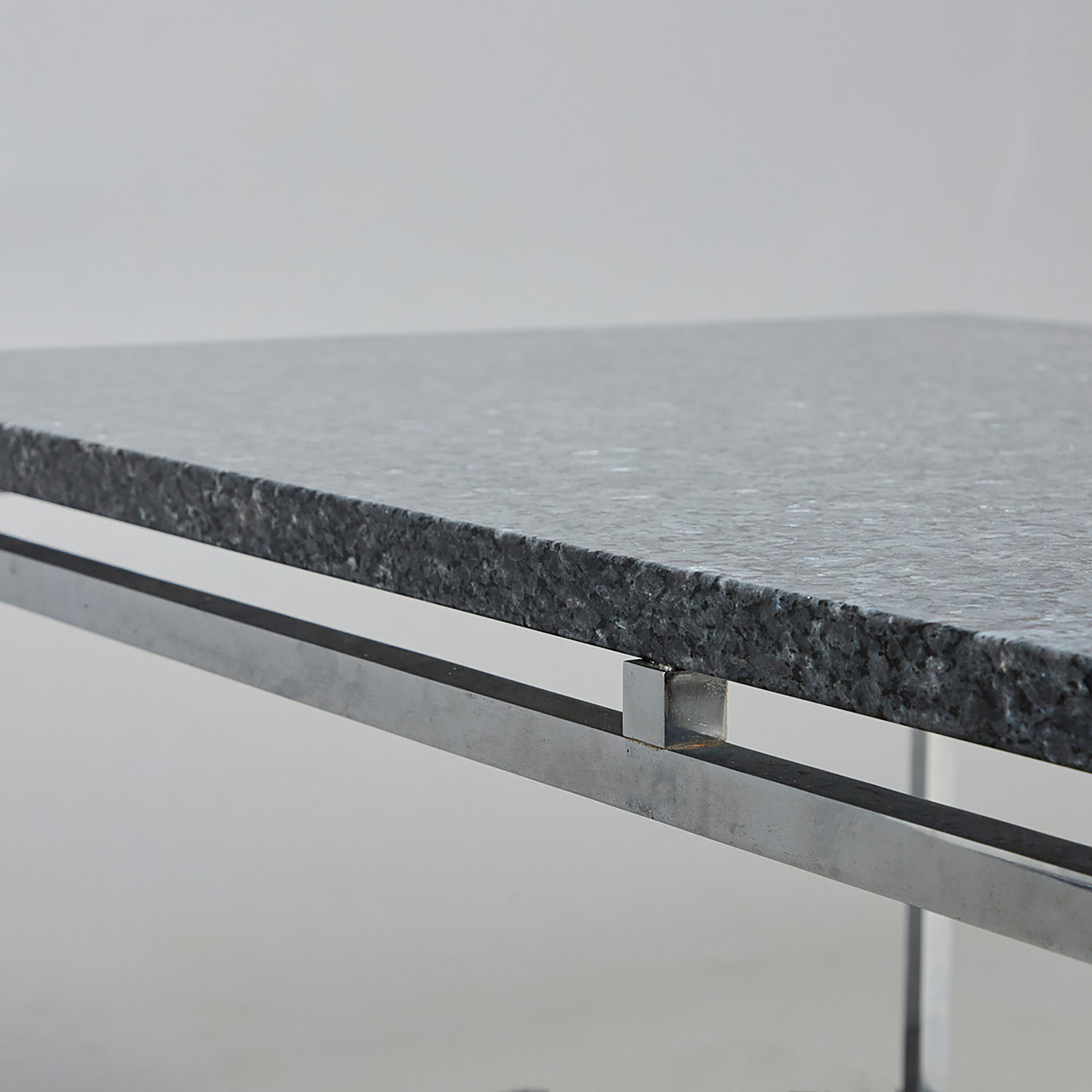 Granite and chrome-plated steel coffee table, Danish