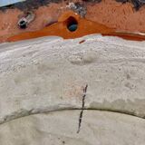 Grand miroir glace ronde en céramique artiste à identifier - 1960