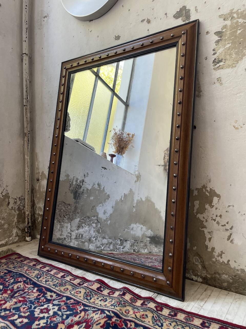 1900 wooden mirror with nails