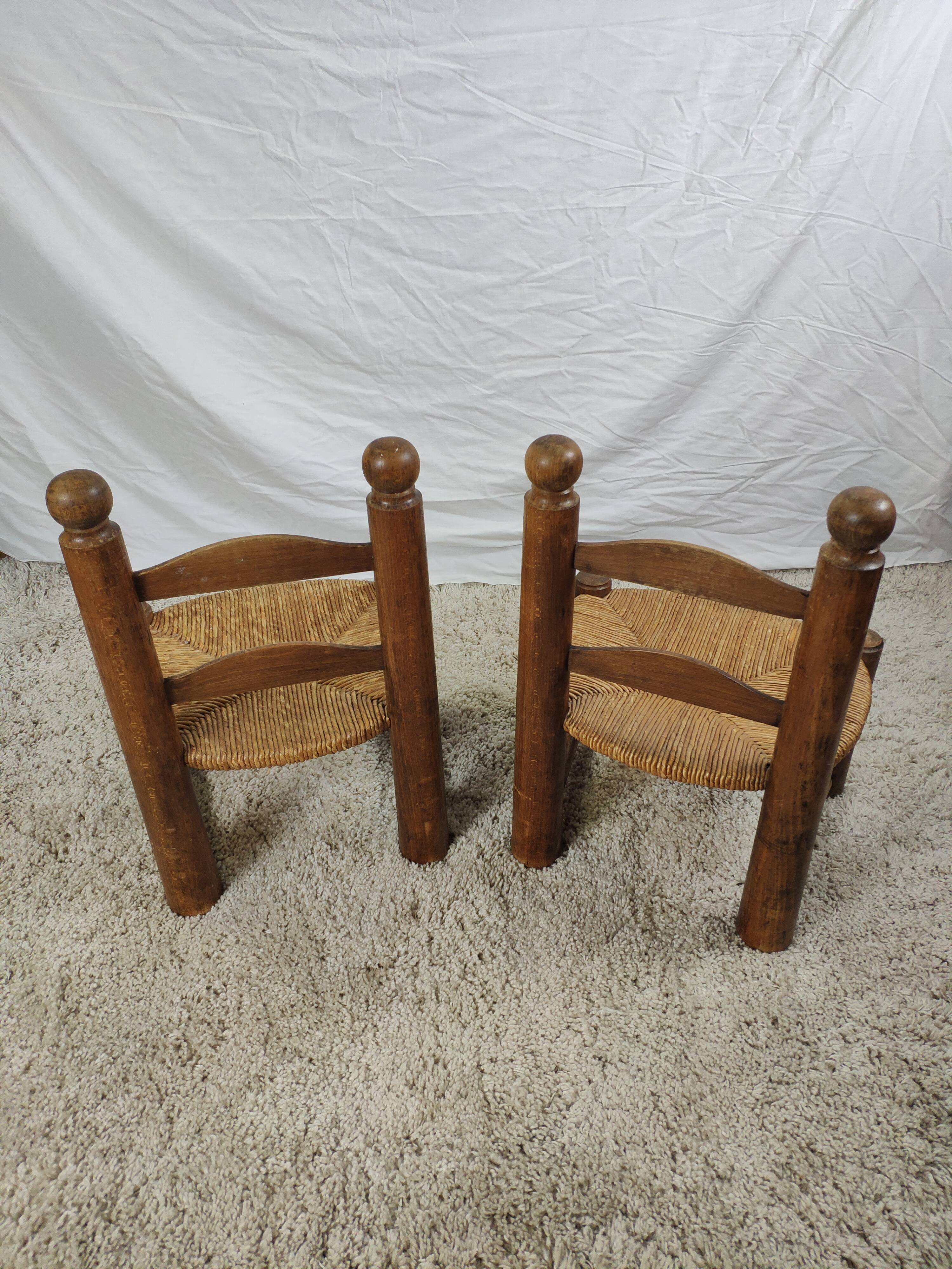 Pair chairs solid wood