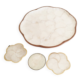 Serving tray in mother-of-pearl and olive wood, Capiz shell
