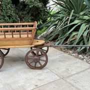 19th century cart in wood and wrought iron, garden cart, storage