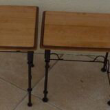 3 nesting tables in wrought iron and solid wood top