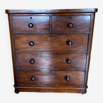 Mahogany chest of chest early 20th art deco style with 5 drawers