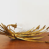 Gilded Italian Hollywood Regency metal wall lamp by Hans Kögl