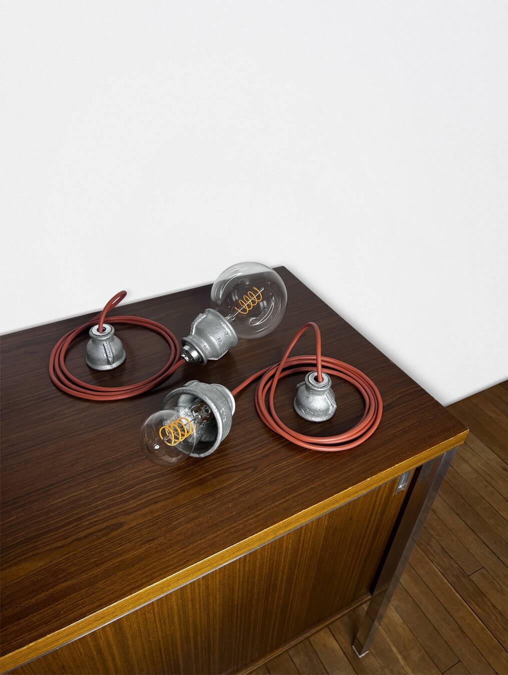 Pair of industrial pendant lights