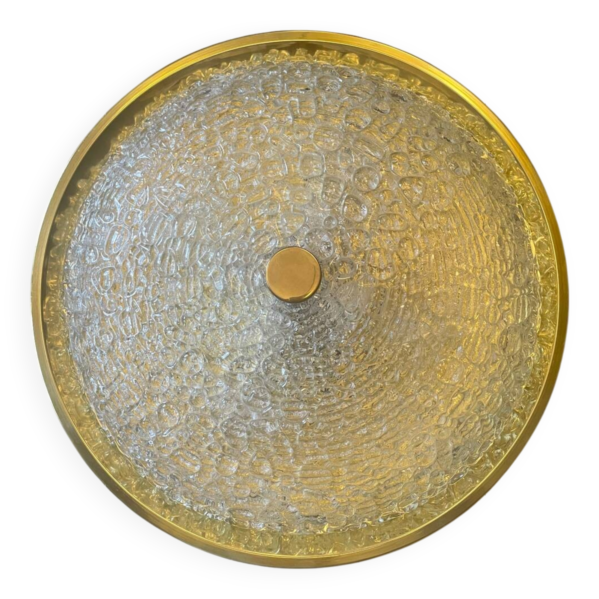 Plafonnier doré en verre de Murano années 70
