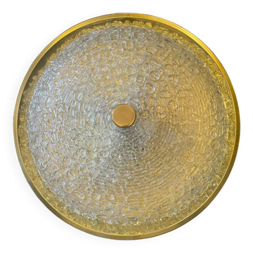 Plafonnier doré en verre de Murano années 70