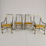 Unique set of mid-century style dining and lounge chairs – gilded, made between 1940-1948 by Flanders Industries Inc, Fort Smith, Arkansas