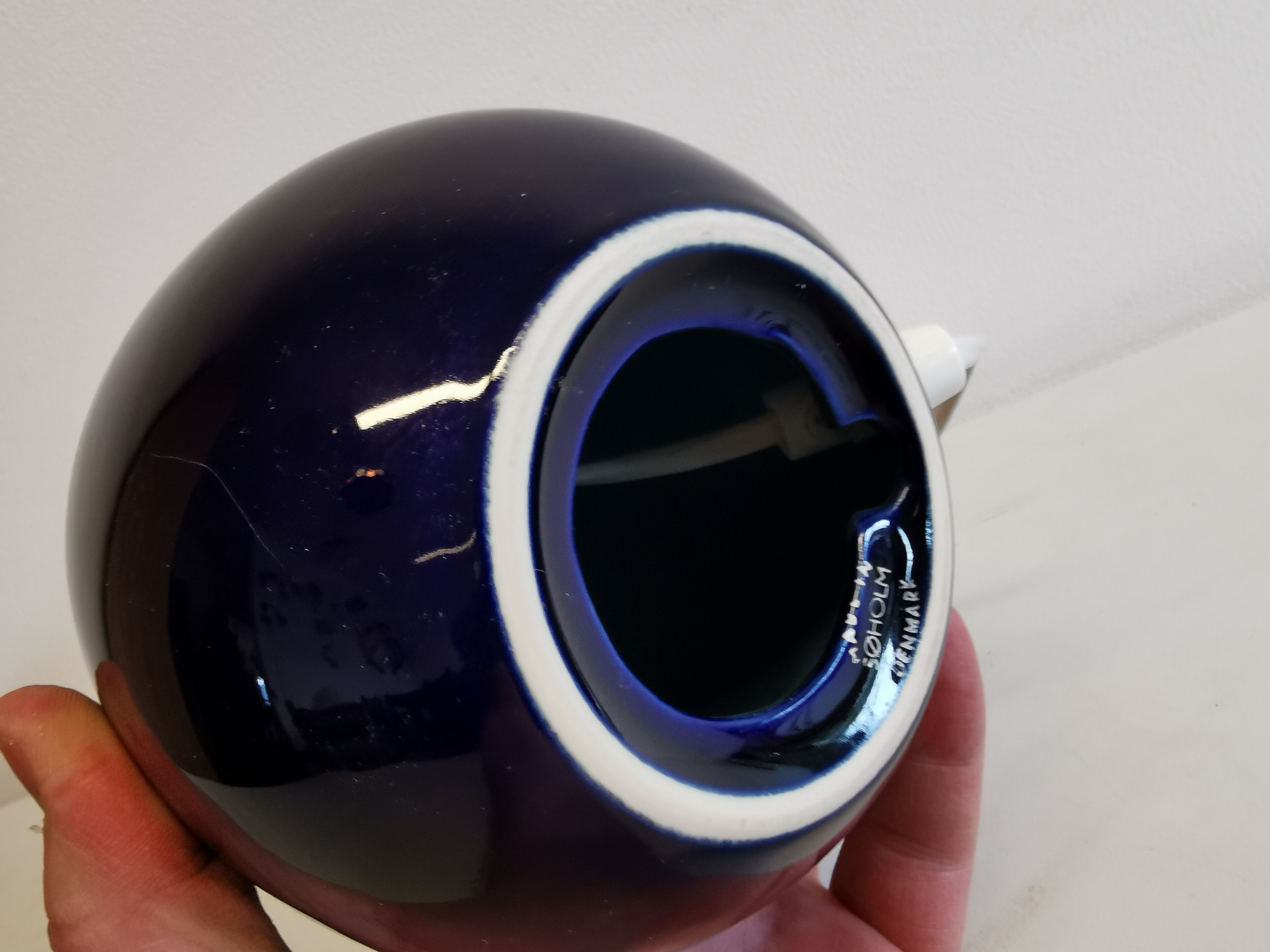 Small Table lamp in dark blue ceramic, made by Søholm ceramics Denmark.