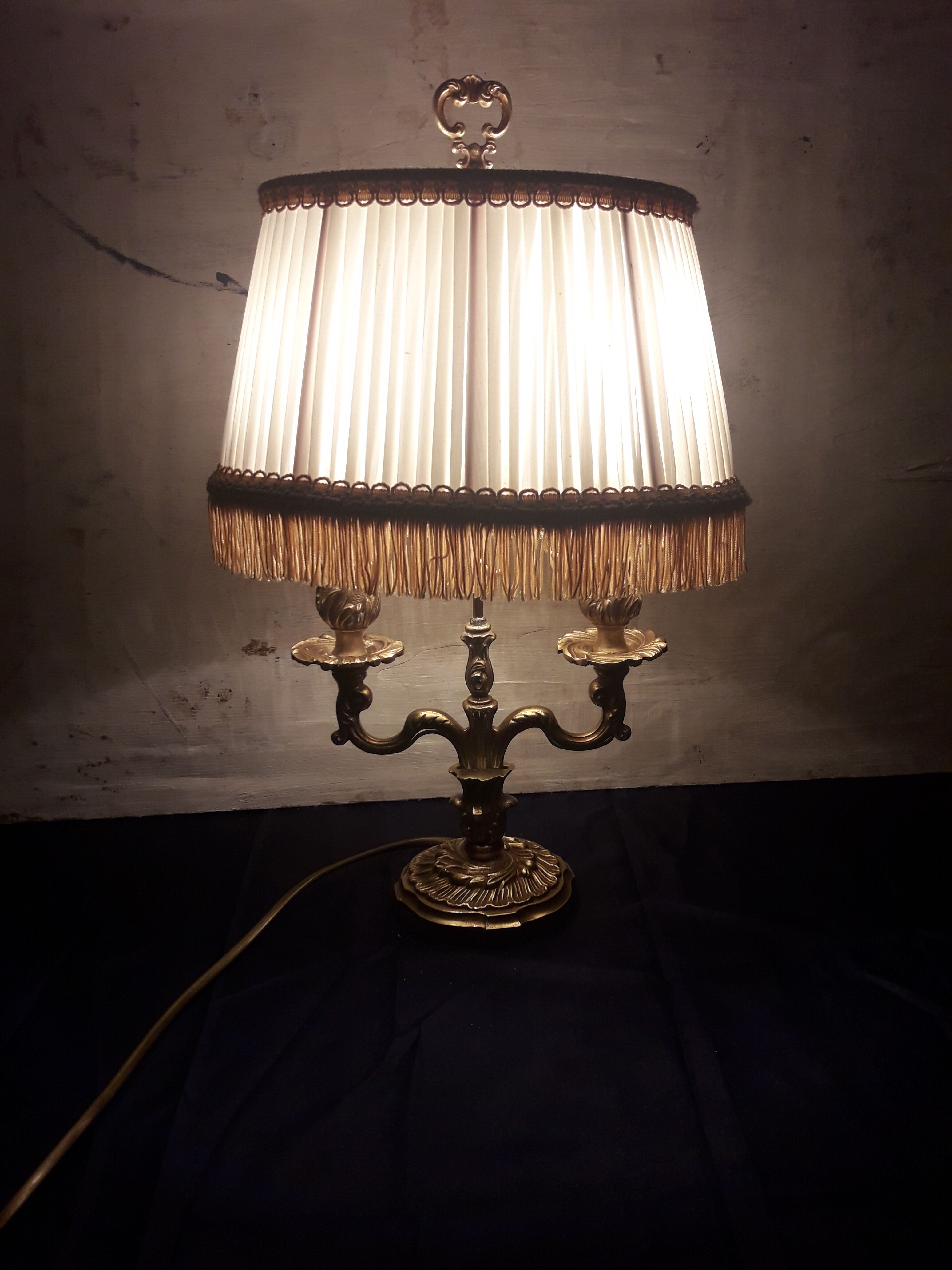 Lampe bouillotte 2 feux en bronze