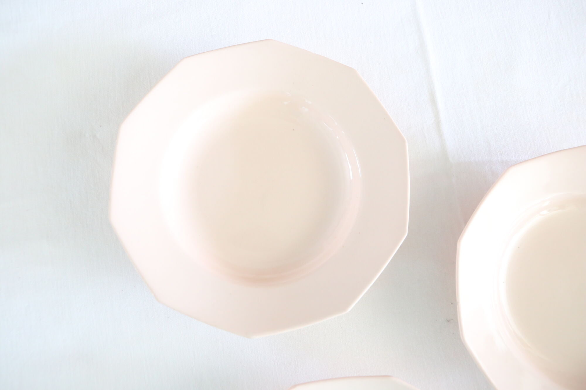 Hollow plates in pink ceramic, art deco, 1930, st Amand