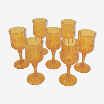 Set de 7 verres à liqueur en verre orange vintage