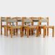 Set of six solid pine vintage mid century modern dining chairs by Danish Thorsø Møbelfabrik, 1960s