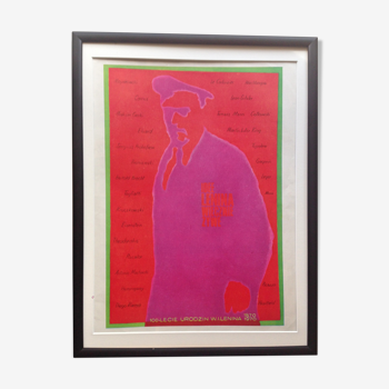 Framed Polish poster of Lenin by Polish artist Jozef Mroszczak, 1970