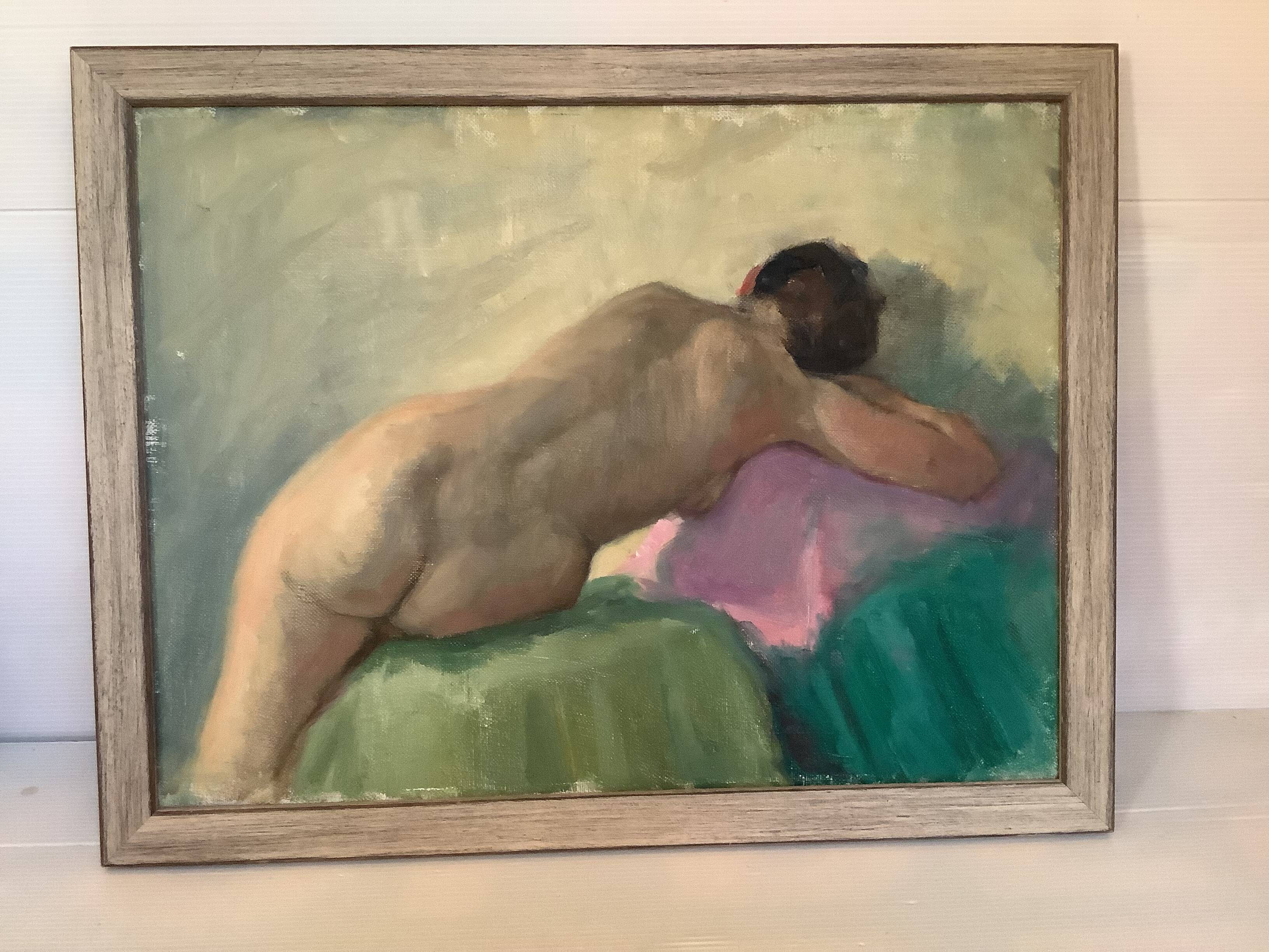 Nude woman lying down, oil on canvas.