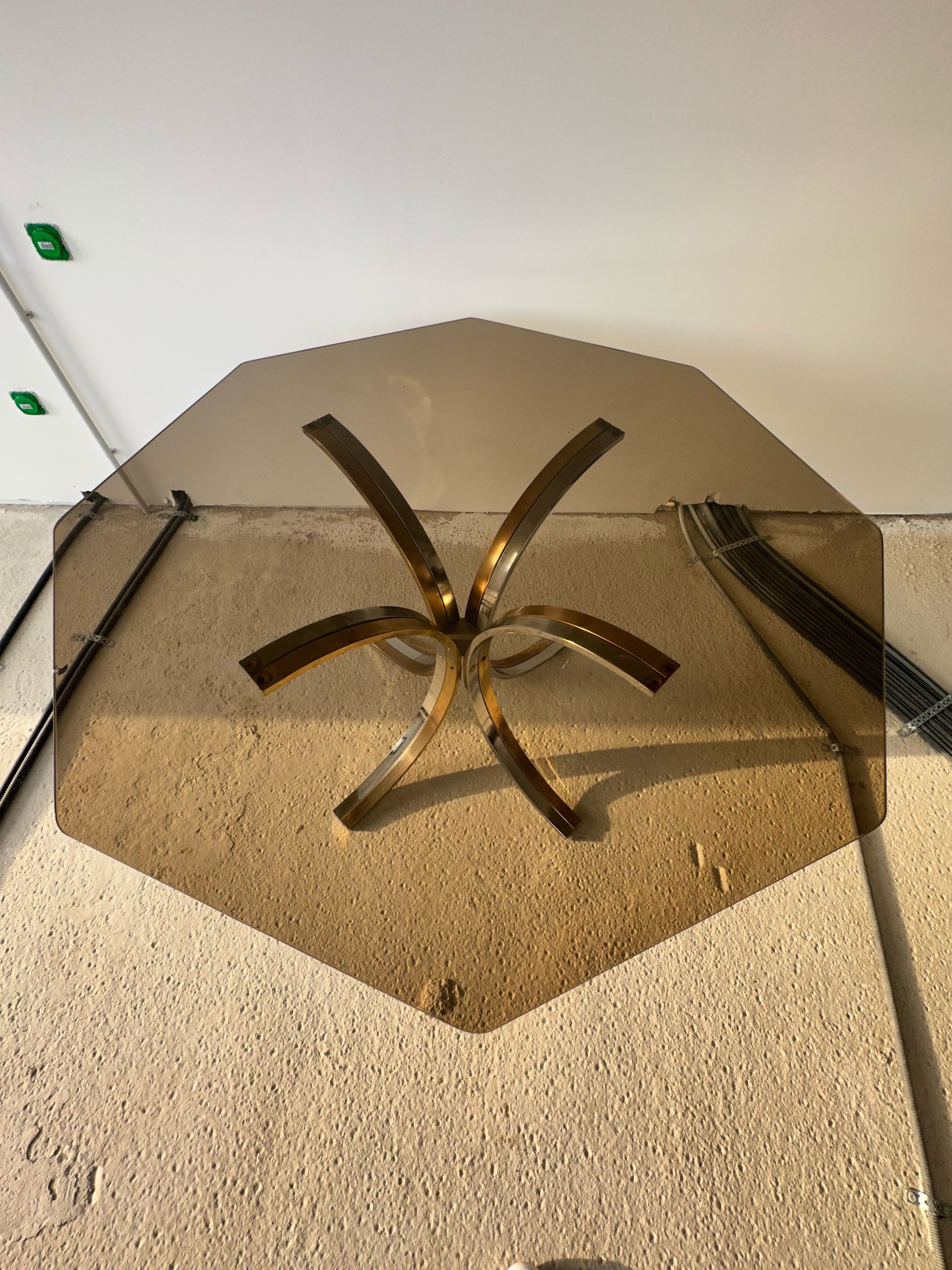 Table à manger en verre octogonale design Italien des années 70