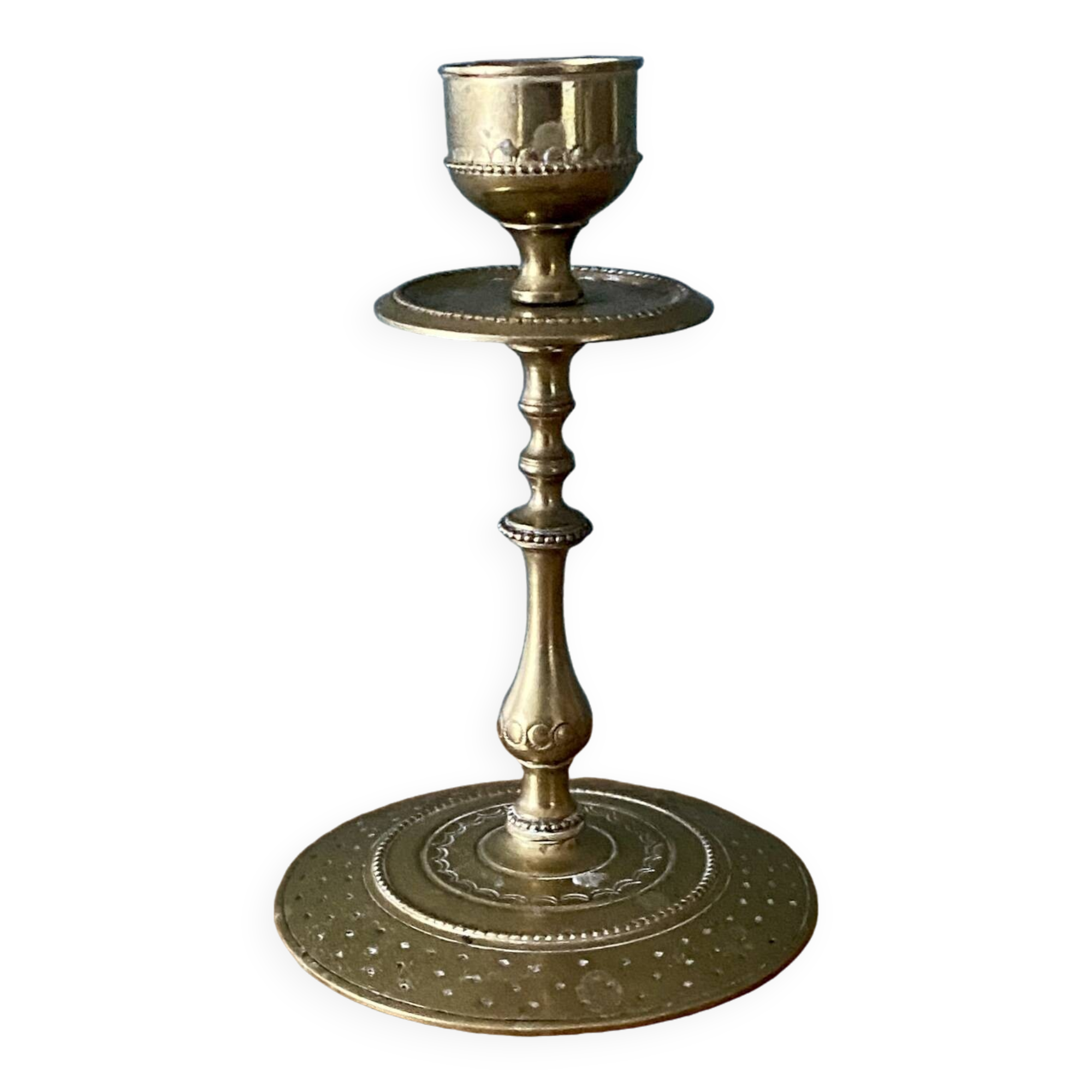Antique brass candlestick holder