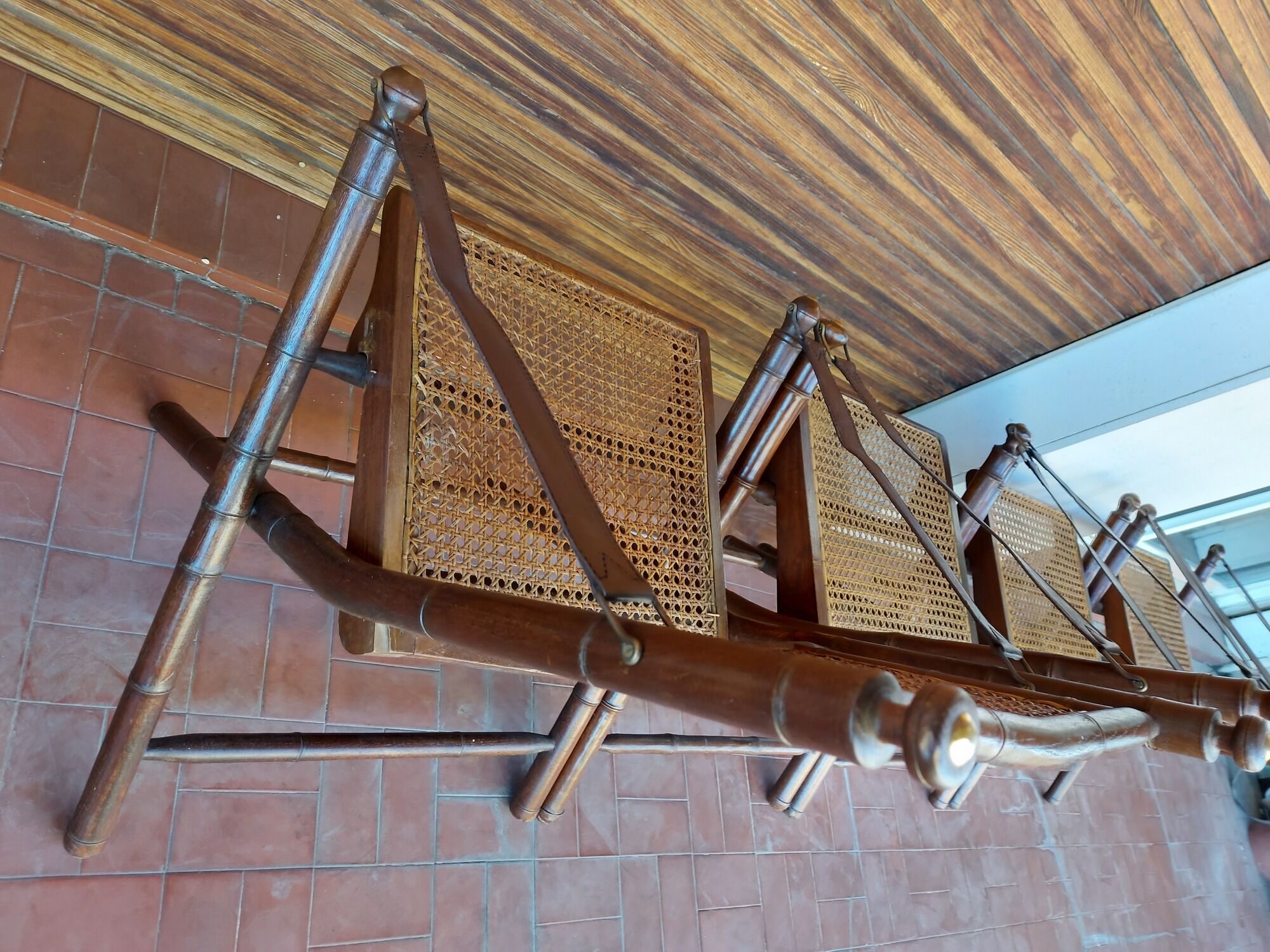 Set of 4 folding chairs old colonial style
