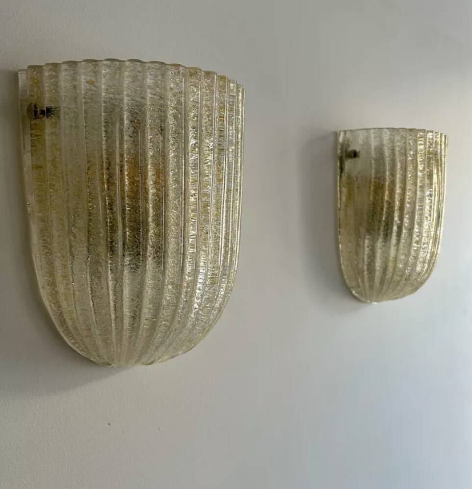 Pair of vintage murano wall lights, zonca italy 1970
