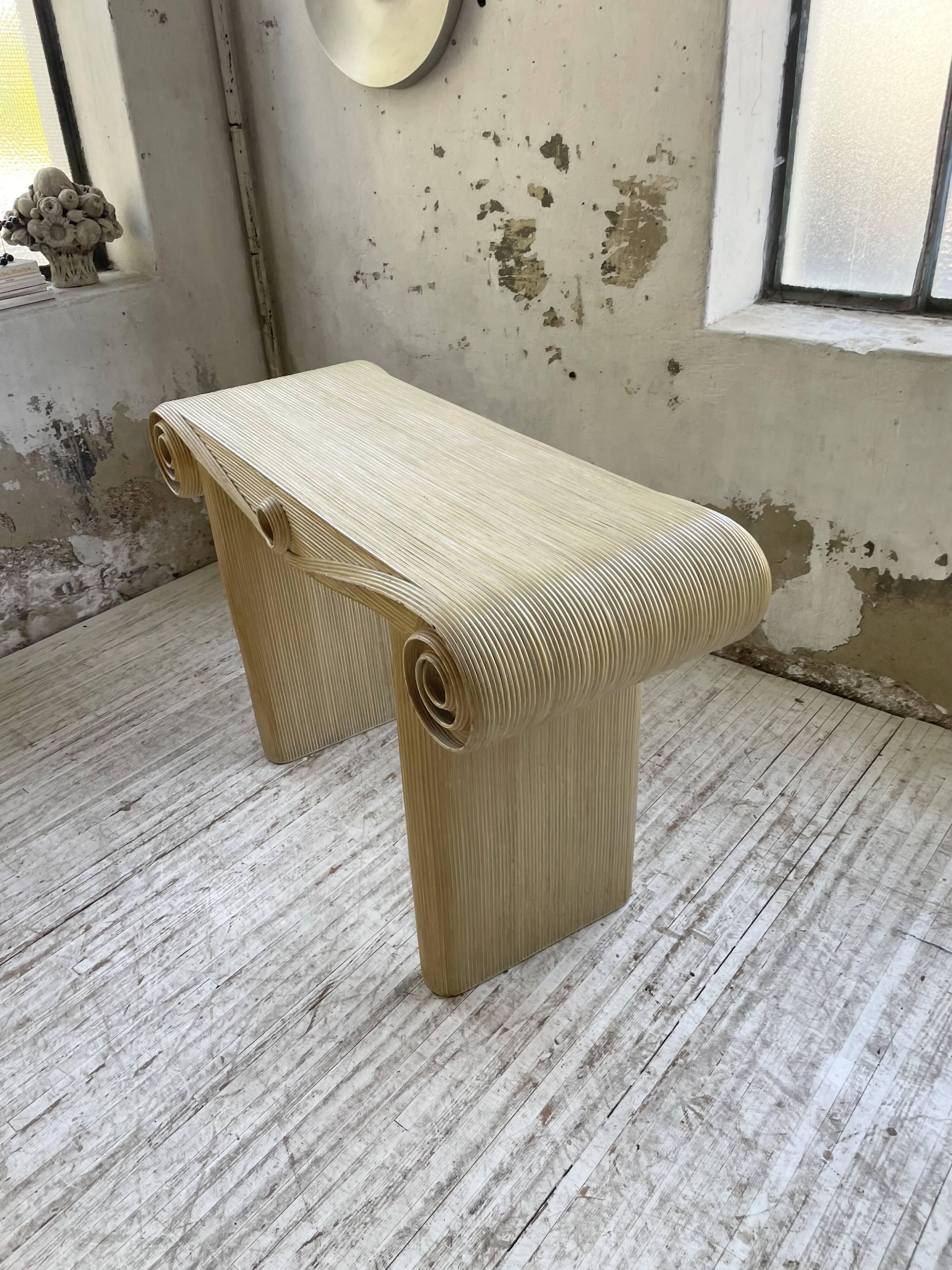 70s console in tropicalist rattan