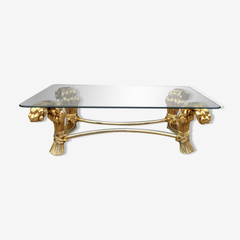 Table Basse en laiton Hollywood Regency, Willy Daro