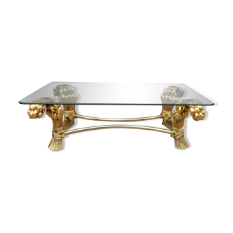 Willy Daro Tulip Brass Coffee Table Hollywood Regency