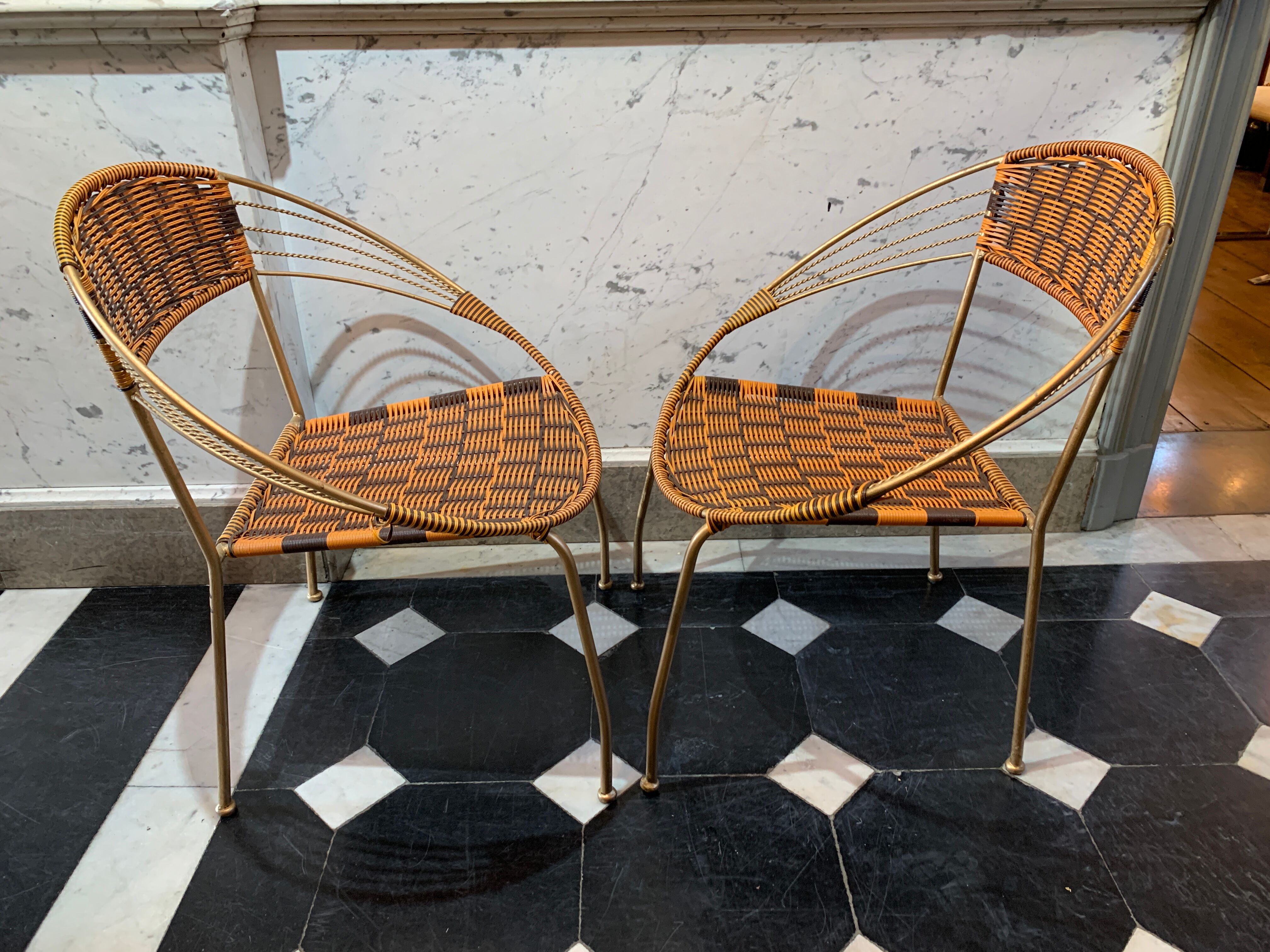 Series of 6 garden armchairs and patio Scoubidou', Italian Vintage Design 1950s