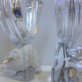 Pair large candlesticks crystal candlesticks cristallerie de lorraine