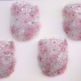 Set of 4 Murano Wall Light Pink Flower by Seguso, 1970