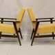 Armchair Henryk Lis 300-190 years 1970 yellow fabric Pierre Frey.