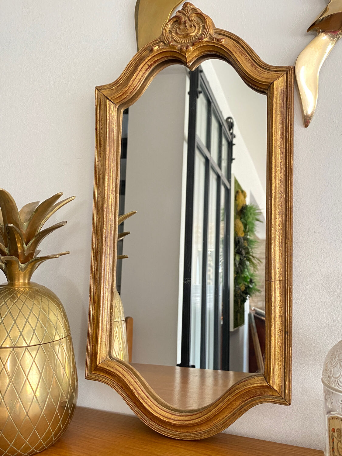 Old rectangular gilded mirror 43 x 21 cm