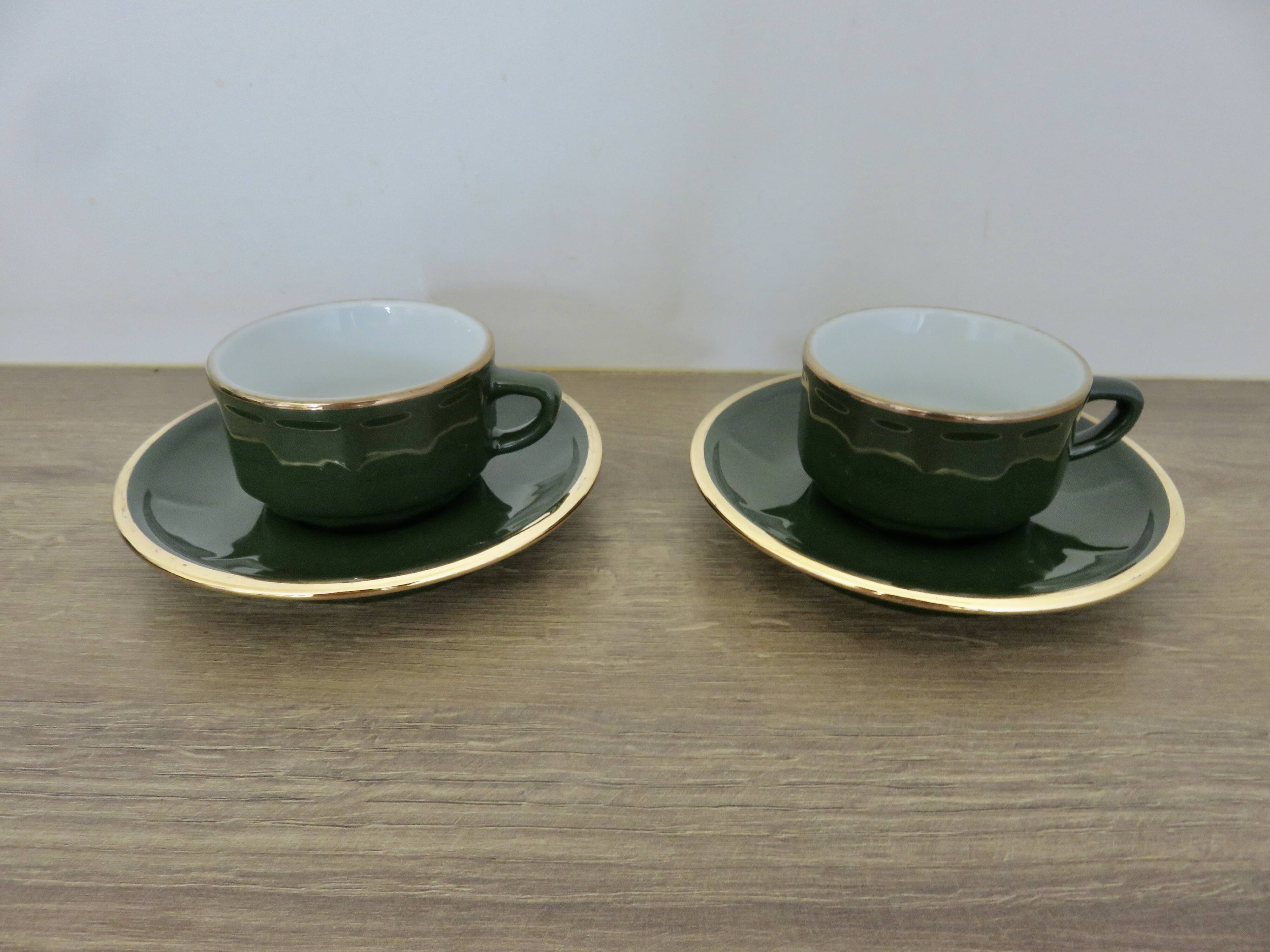 Apilco, set of 2 cups and saucers, Parisian bistros