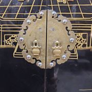 Vintage Chinese black lacquer cabinet soapstone, mother-of-pearl bohemia