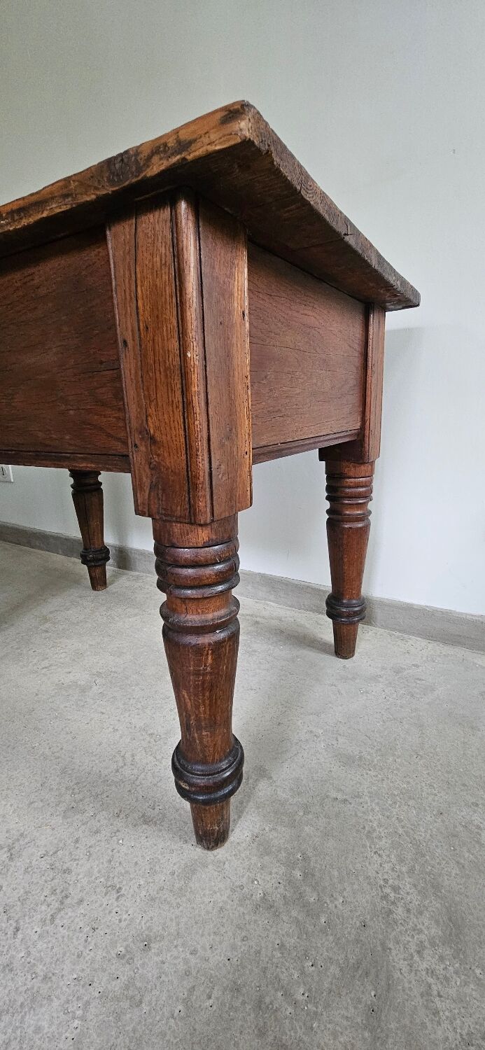 Table de travail française rustique antique de ferme, îlot Louis Philippe