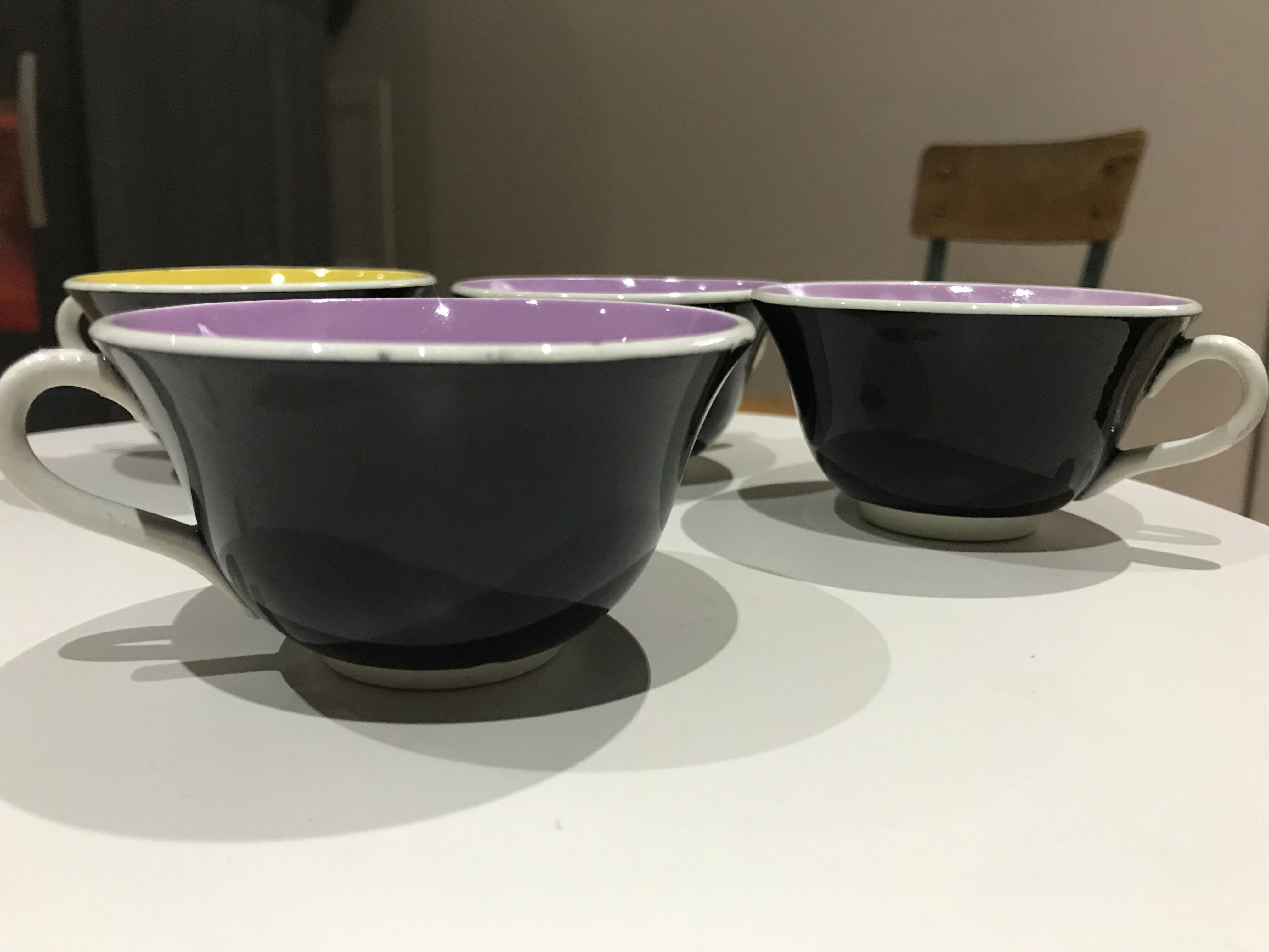 Lot of 4 cups Digoin Sarreguemines vintage