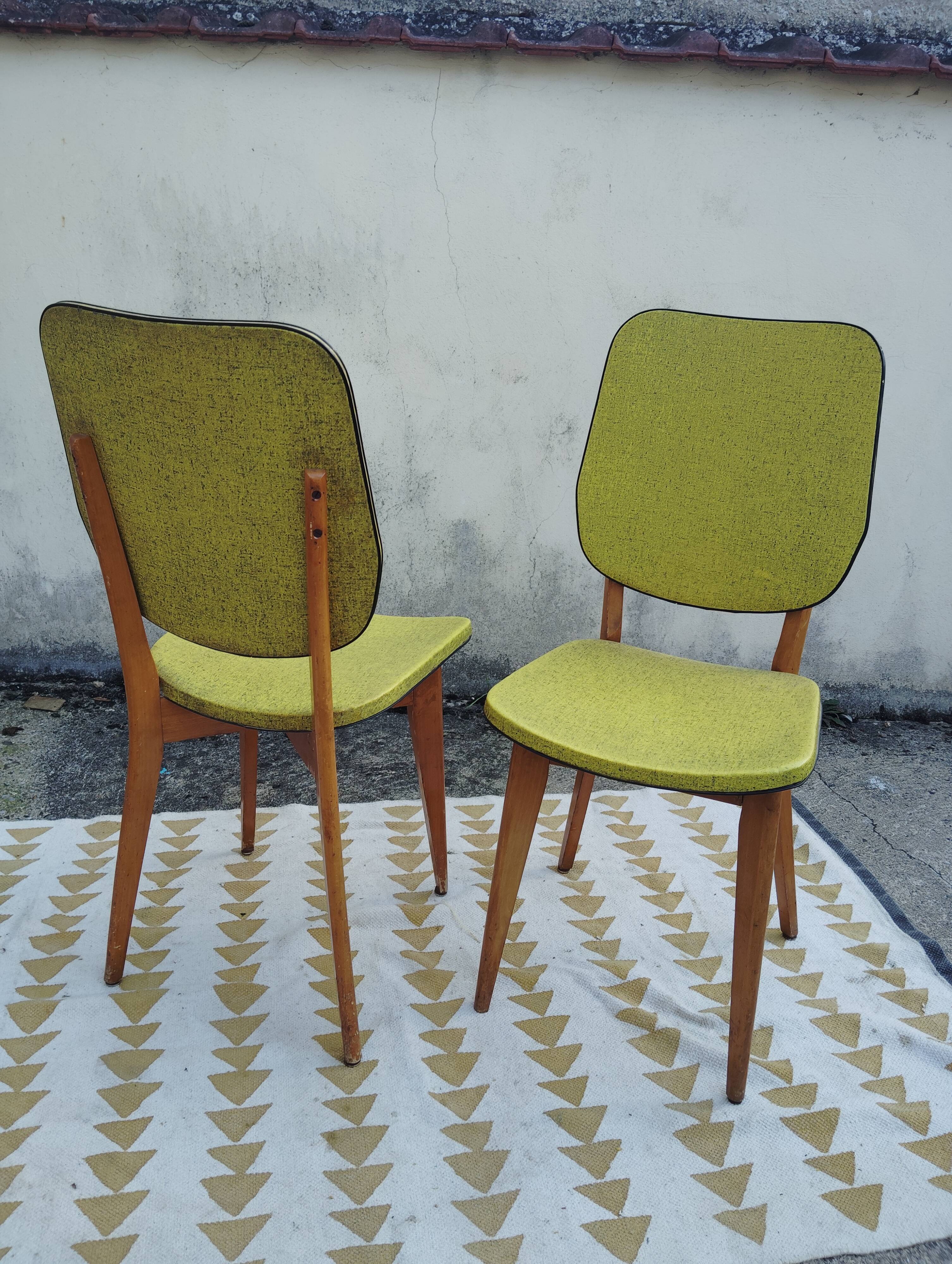 Pair of vintage apple green chairs from the 1950s