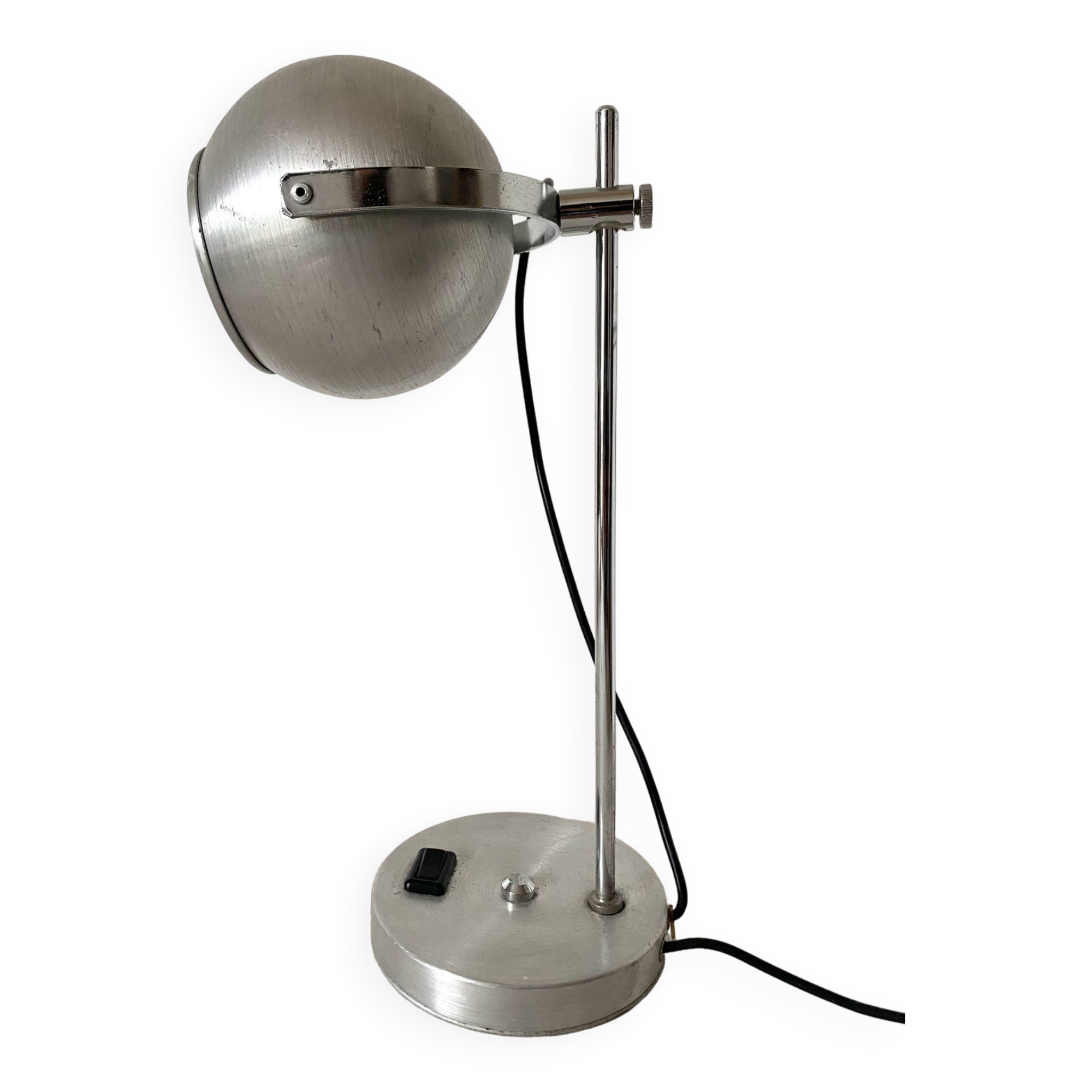 Eye ball lamp space age brushed metal 70s