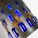 mid century modern PENDANT LAMP flamed copper and blue glass 1960s