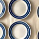 Set of 6 dessert plates in blue striped earthenware