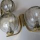 Vintage pair of brass and glass double wall lights, 1970s