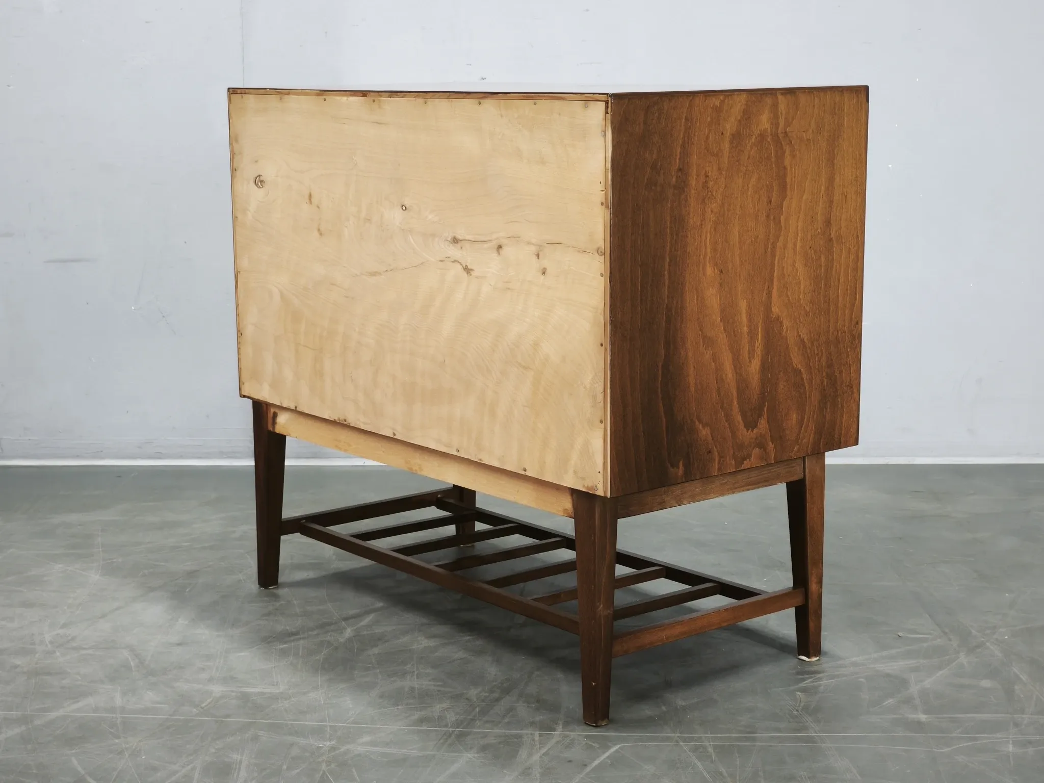 1960s Danish Modern Beech Wood Bar Cabinet with Tambour Door