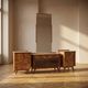 Vintage dressing table with burl veneer, large mirror and storage cabinets