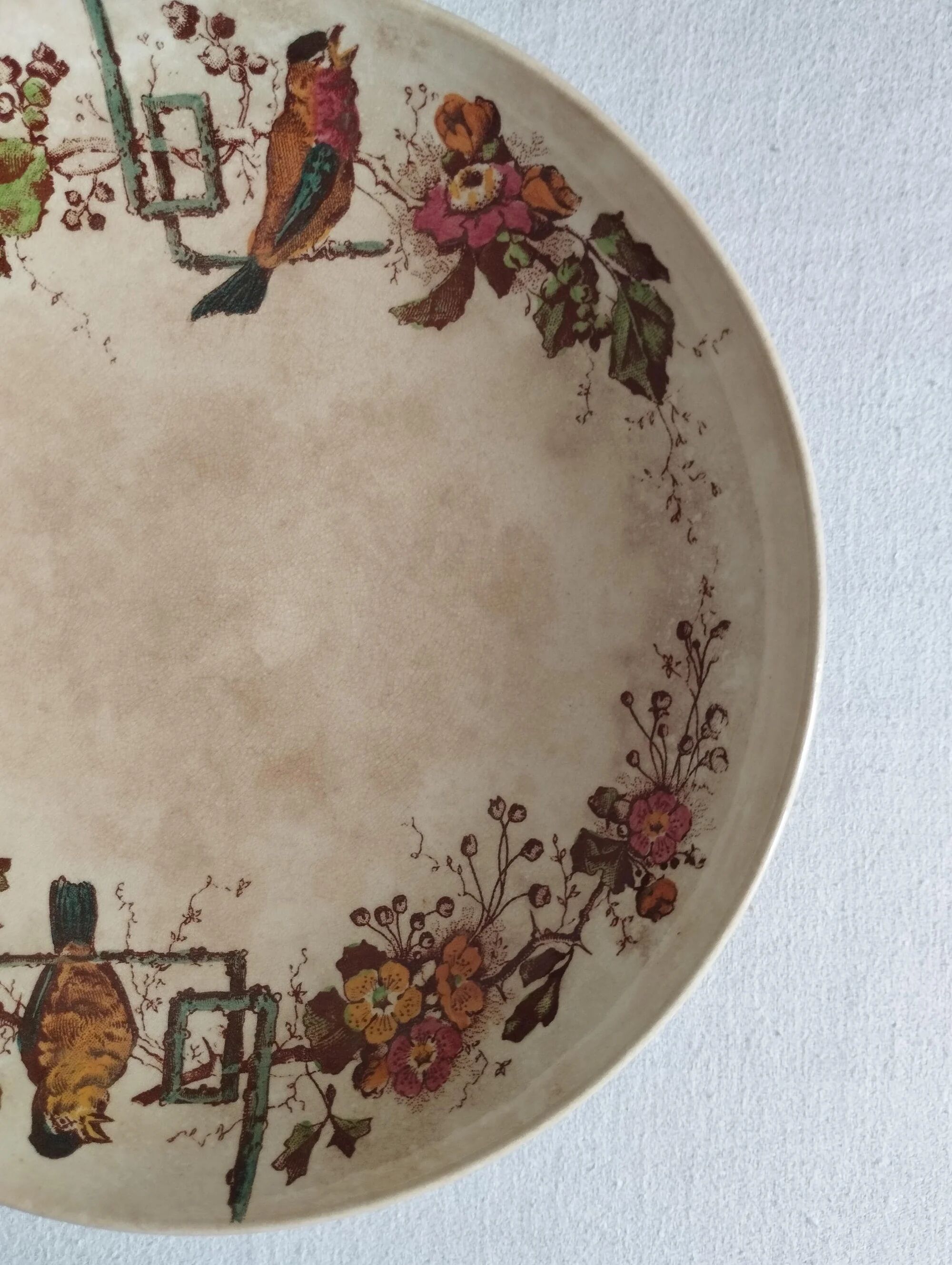 Ironstone compote E. Bourgeois Grand Dépôt Birds