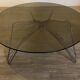 Vintage 1970's coffee table in chrome steel wire and smoked glass