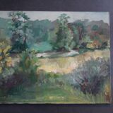 Oil on canvas, rural landscape, signed